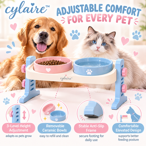 𝒄𝒚𝒍𝒂𝒊𝒓𝒆™ Adjustable Raised Pet Feeder