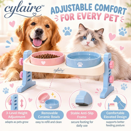 𝒄𝒚𝒍𝒂𝒊𝒓𝒆™ Adjustable Raised Pet Feeder